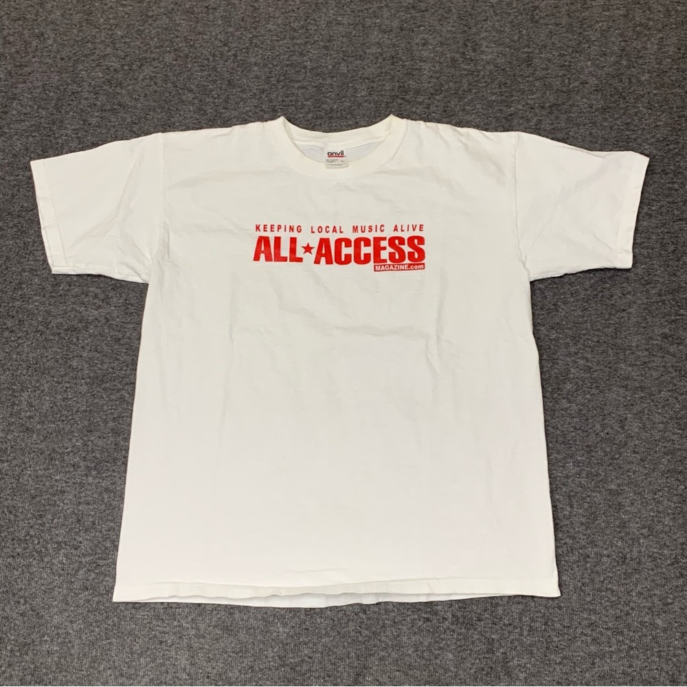 Vintage Y2K All Access Magazine Local Music White‎ Tee Size Large